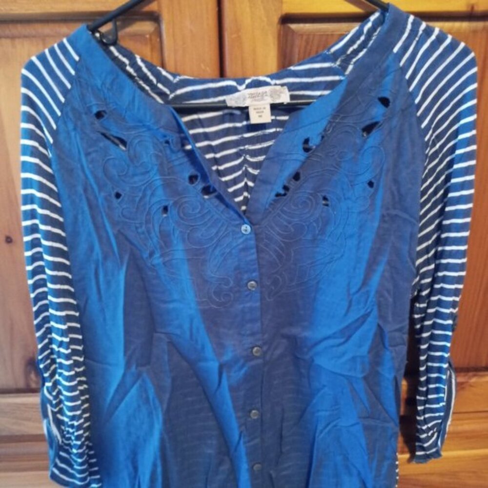 Blue with striped sleeve Vintage America women's top
